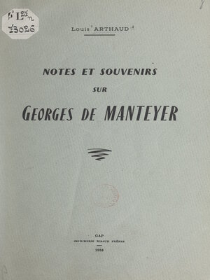cover image of Notes et souvenirs sur Georges de Manteyer